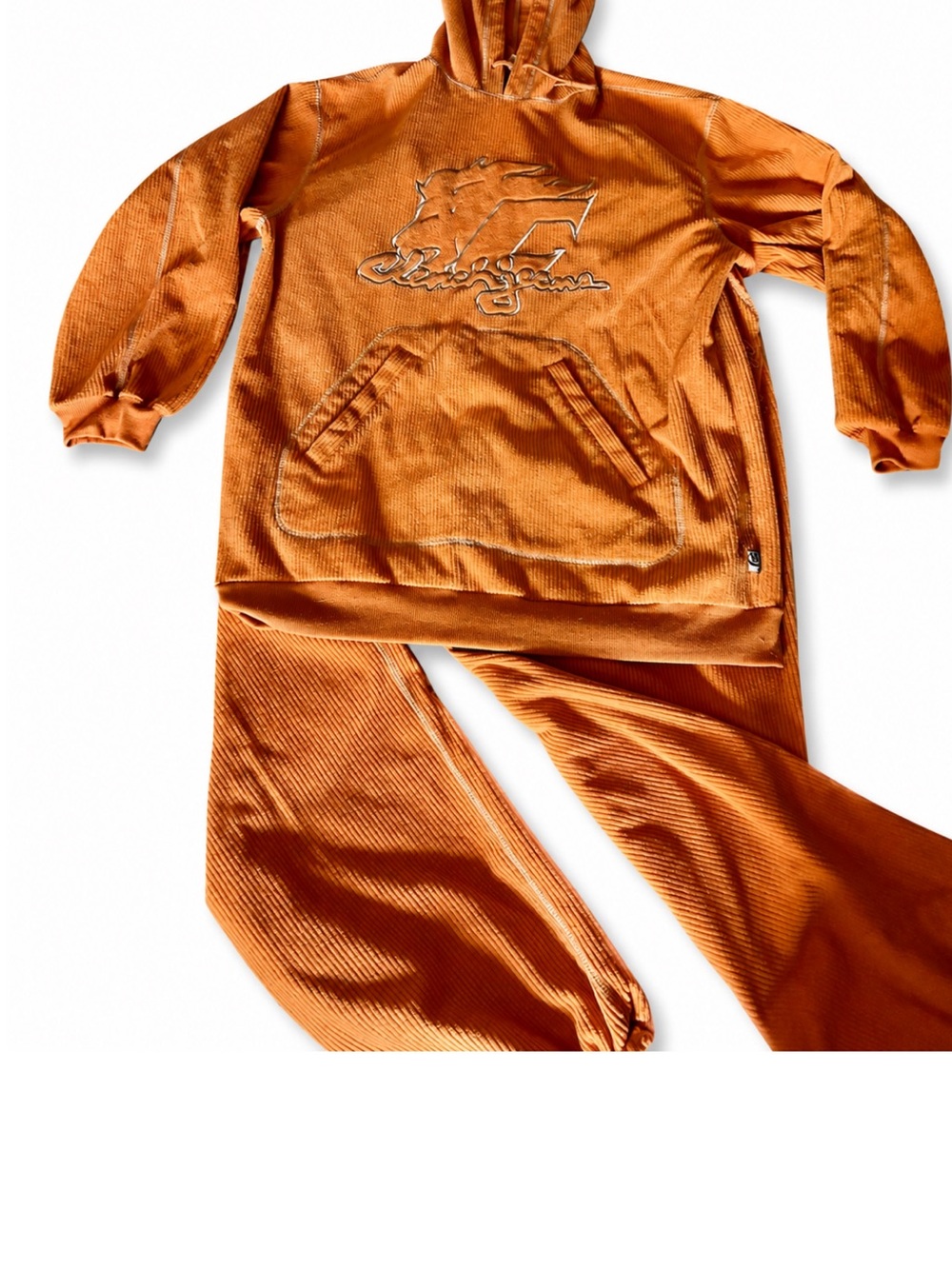 Vintage Clench Jeans Orange Corduroy Sweatsuit